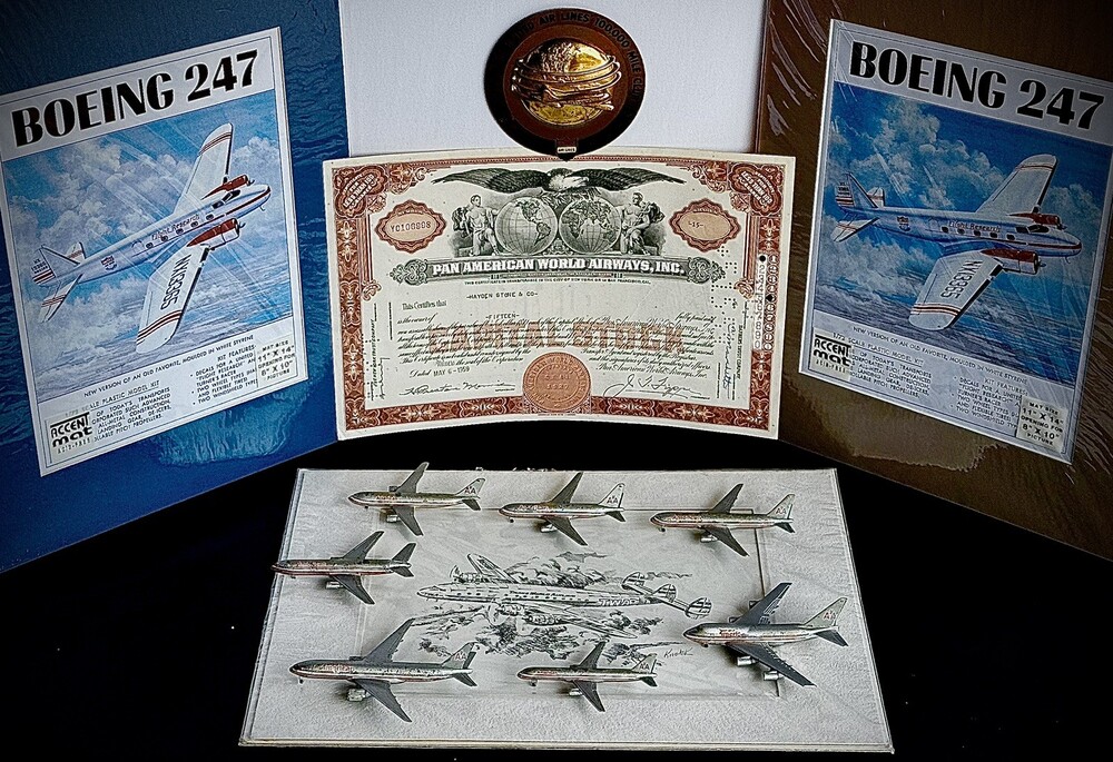 Vintage Aviation Memorabilia Lot 1959 Pan Am Stock United Medallion 8 Art Prints